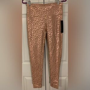 Mono B Metallic Leopard Print Leggings Light Pink Size Large NWT